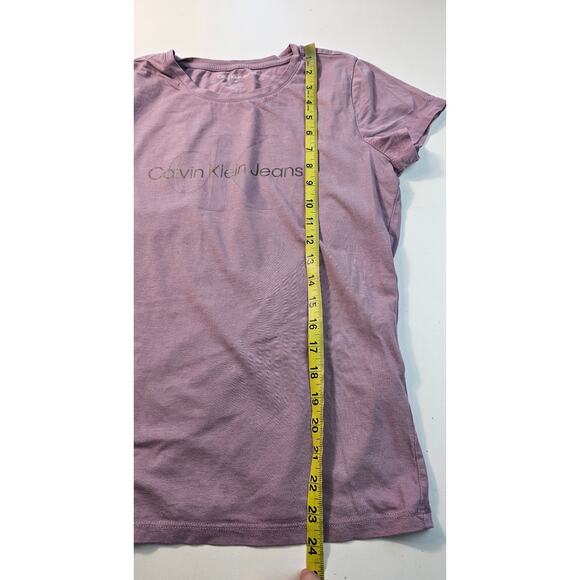 90s nostalgia Calvin klein spell out purple lavander short sleeve soft stretch M - Picture 7 of 7